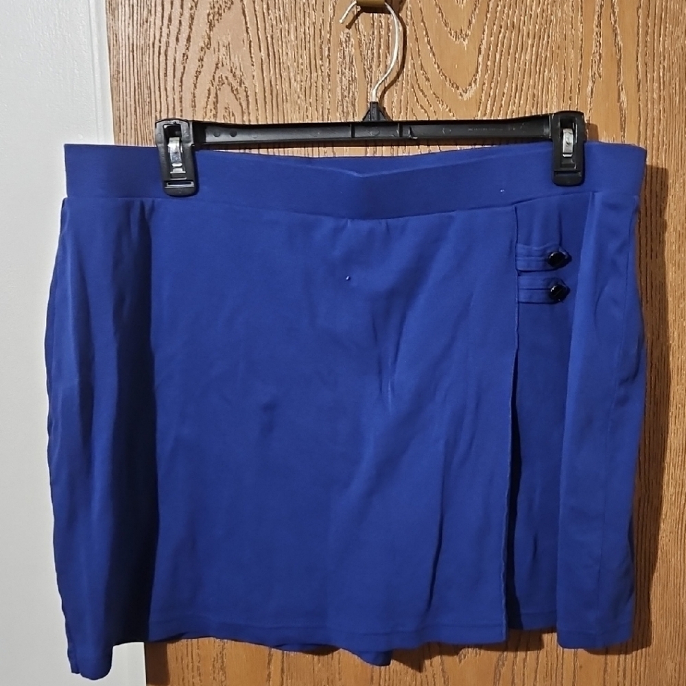 Blue Skirt with Button Detail